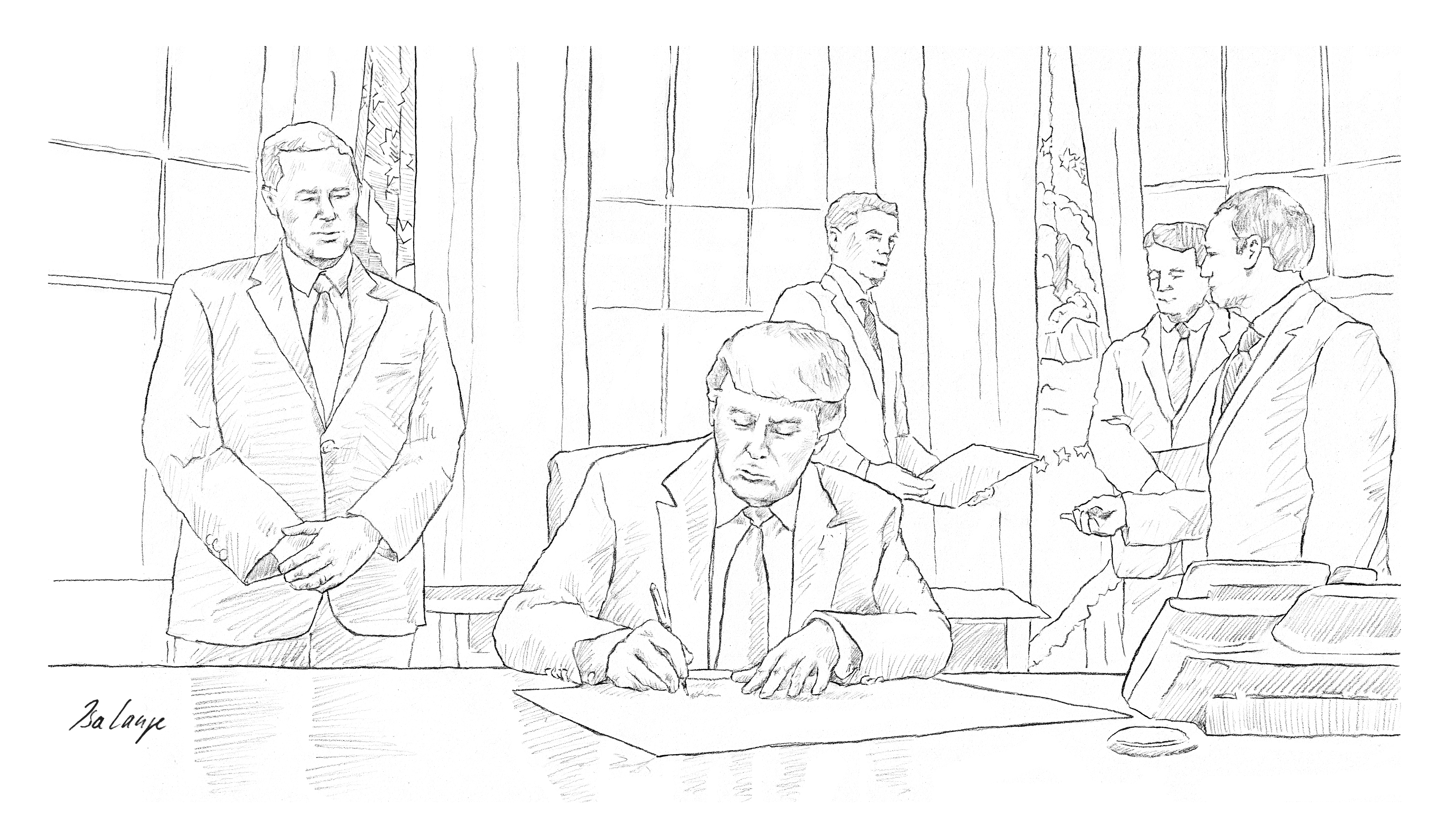 01_Washington_Trump in Oval Office_Foto Jim Watson afp_Skizze Isa Lange