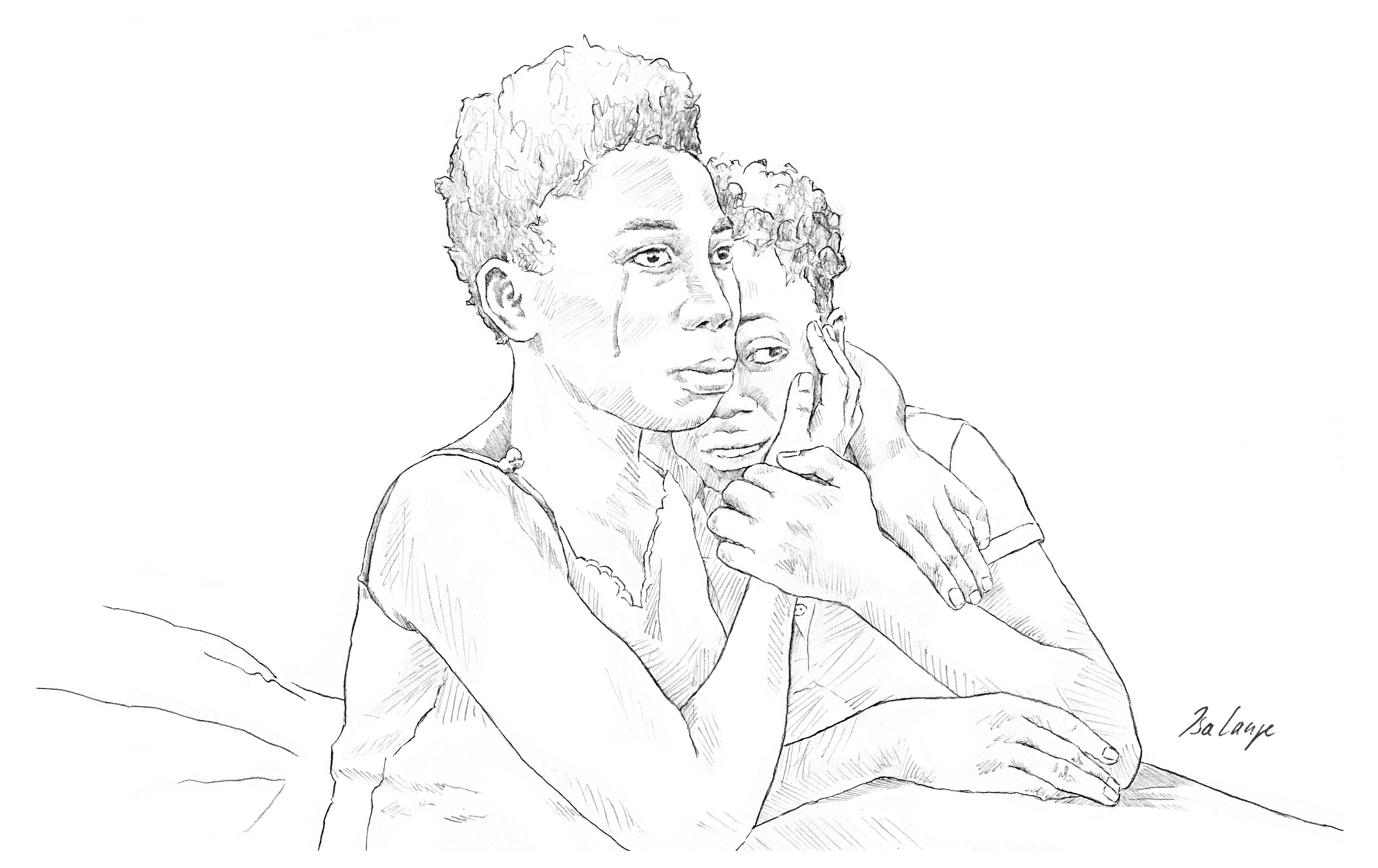 04_Surman Libyen refugees from Nigeria_Foto Daniel Etter_Skizze Isa Lange