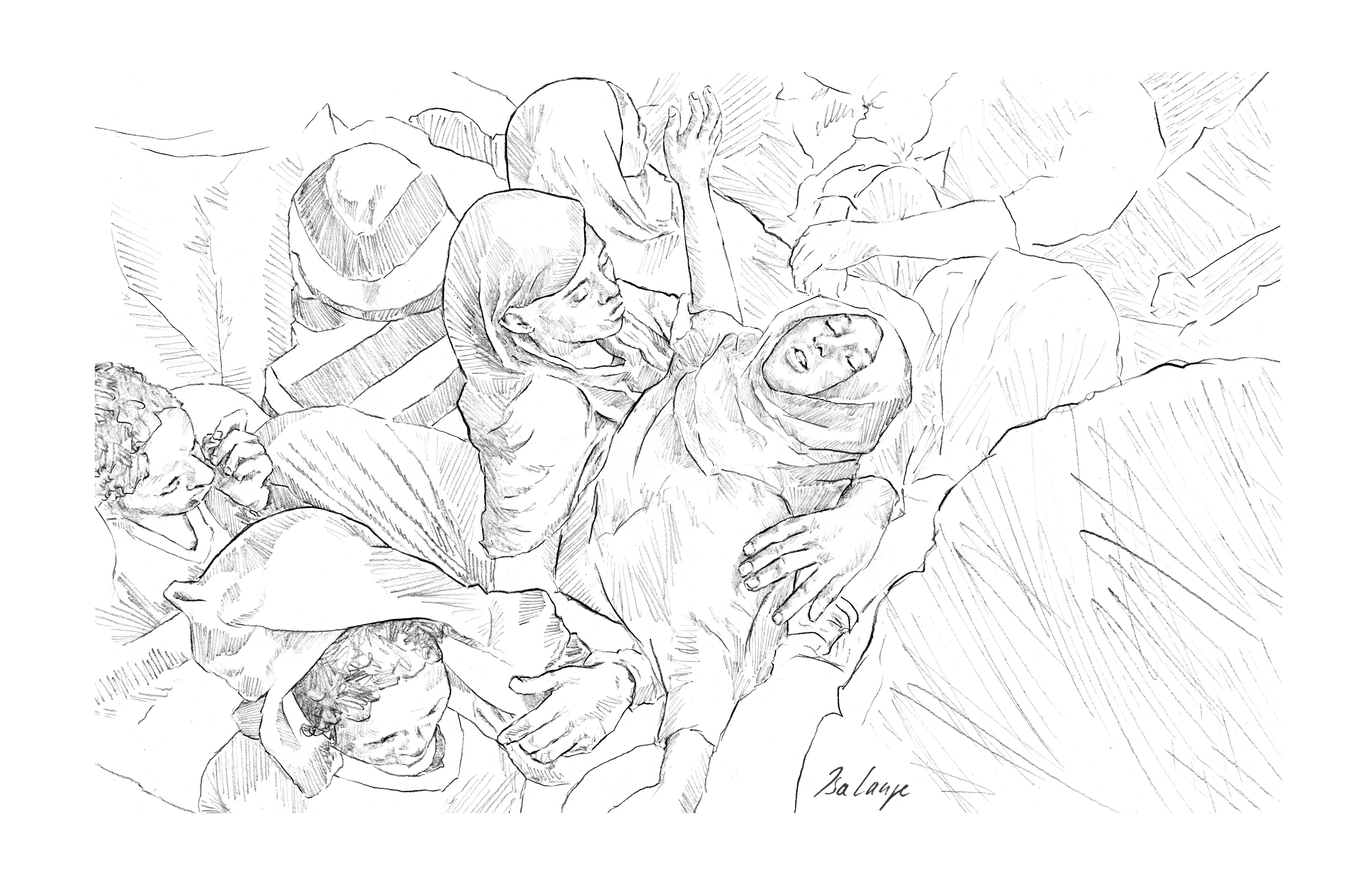 05_Mediterranean Sea_woman_Foto Aris Messinis afp_Skizze Isa Lange