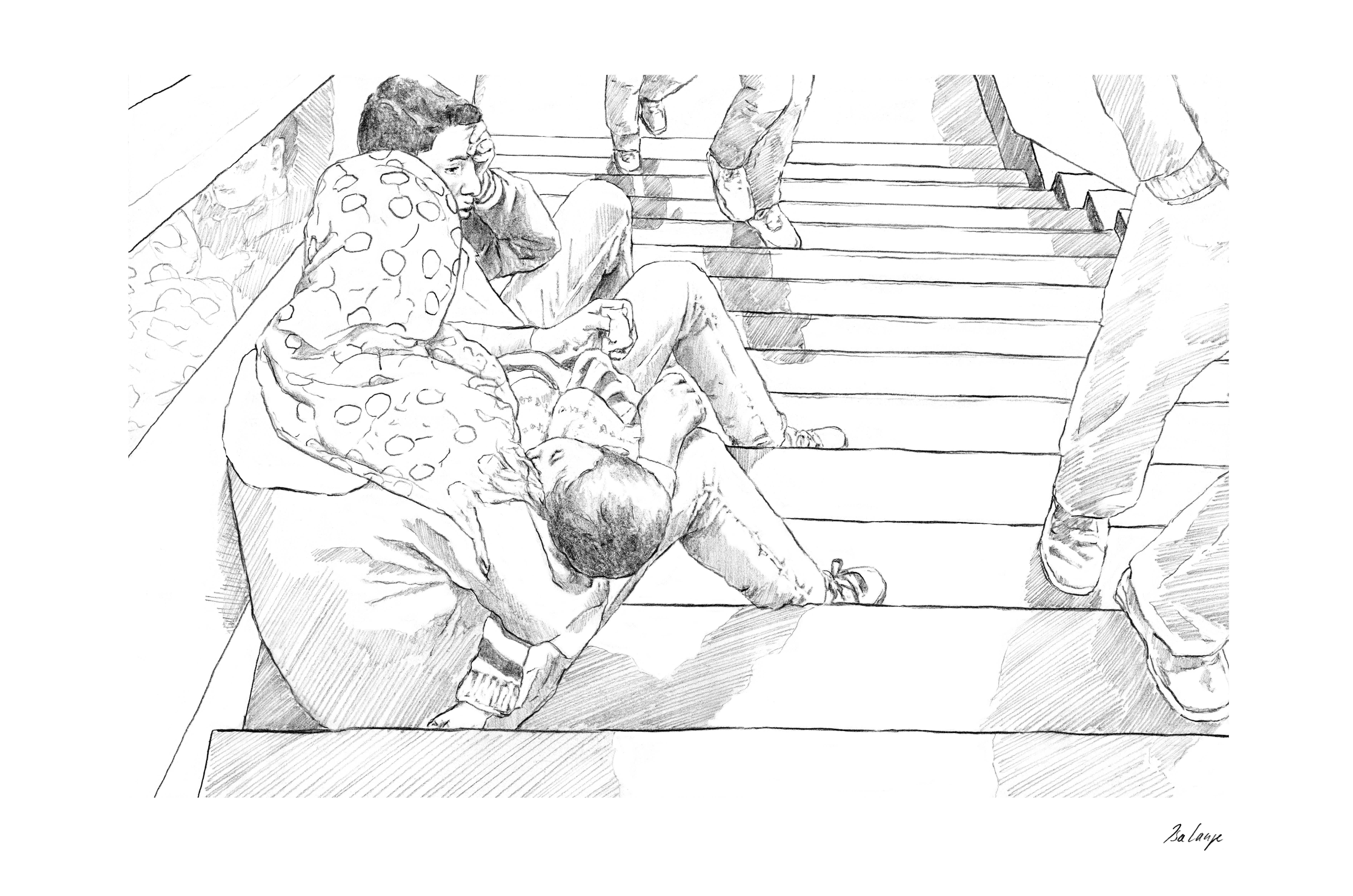 07_trainstation Budapest-Keleti_Foto Peter Zschunke DPA_Skizze Isa Lange-WITHOUT LINES